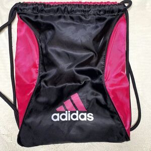ADIDAS Drawstring Sackpack Pink Black Lightweight Backpack Bag Sack Gym Beach